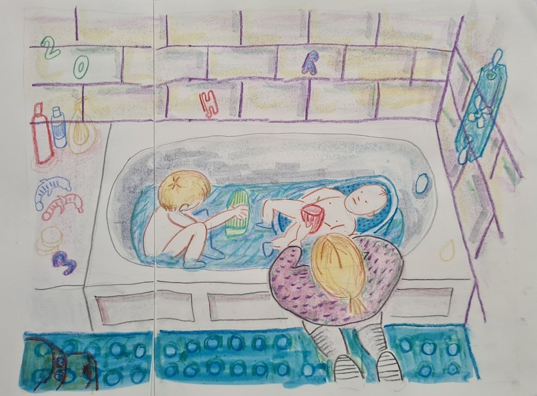 self-portrait in bathroom